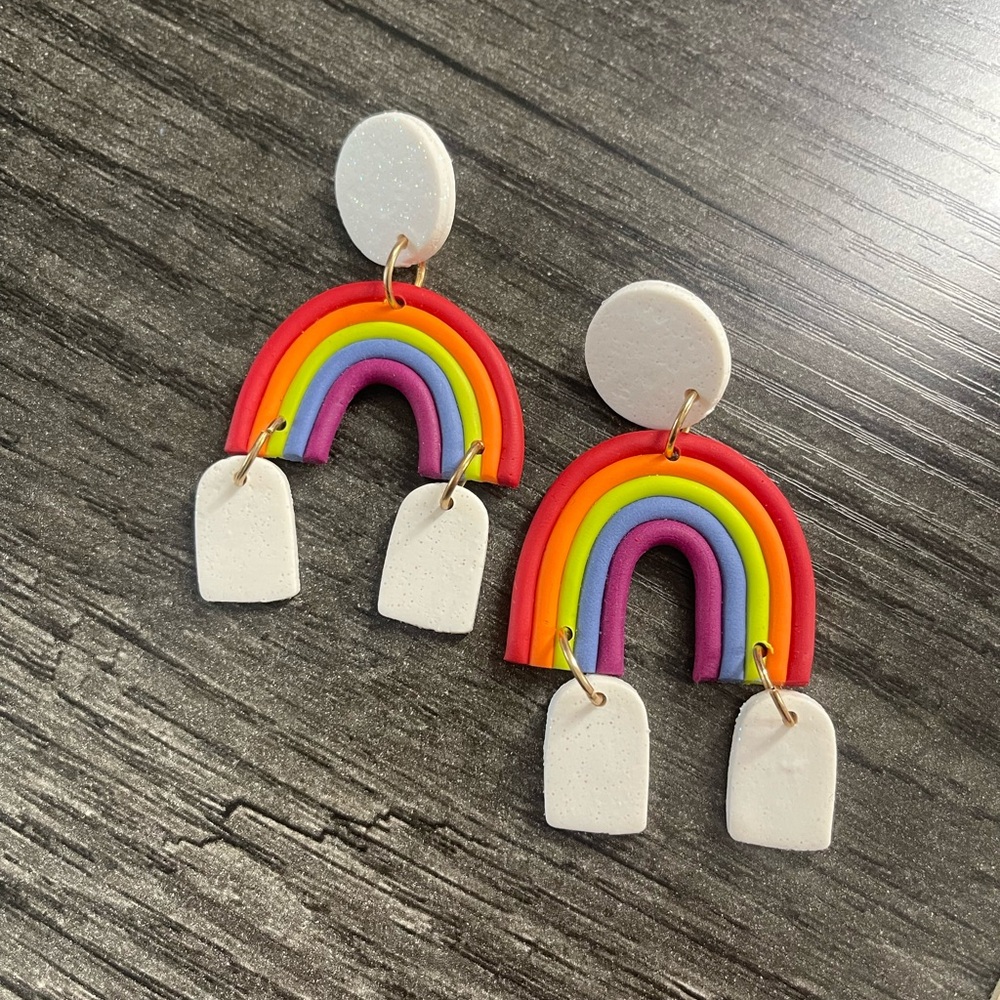 Handmade Rainbow Clay Earrings